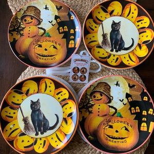 Mr. Halloween Vintage Style Plates Set of 4